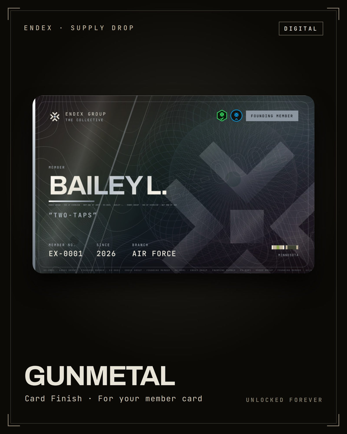 Gunmetal card finish