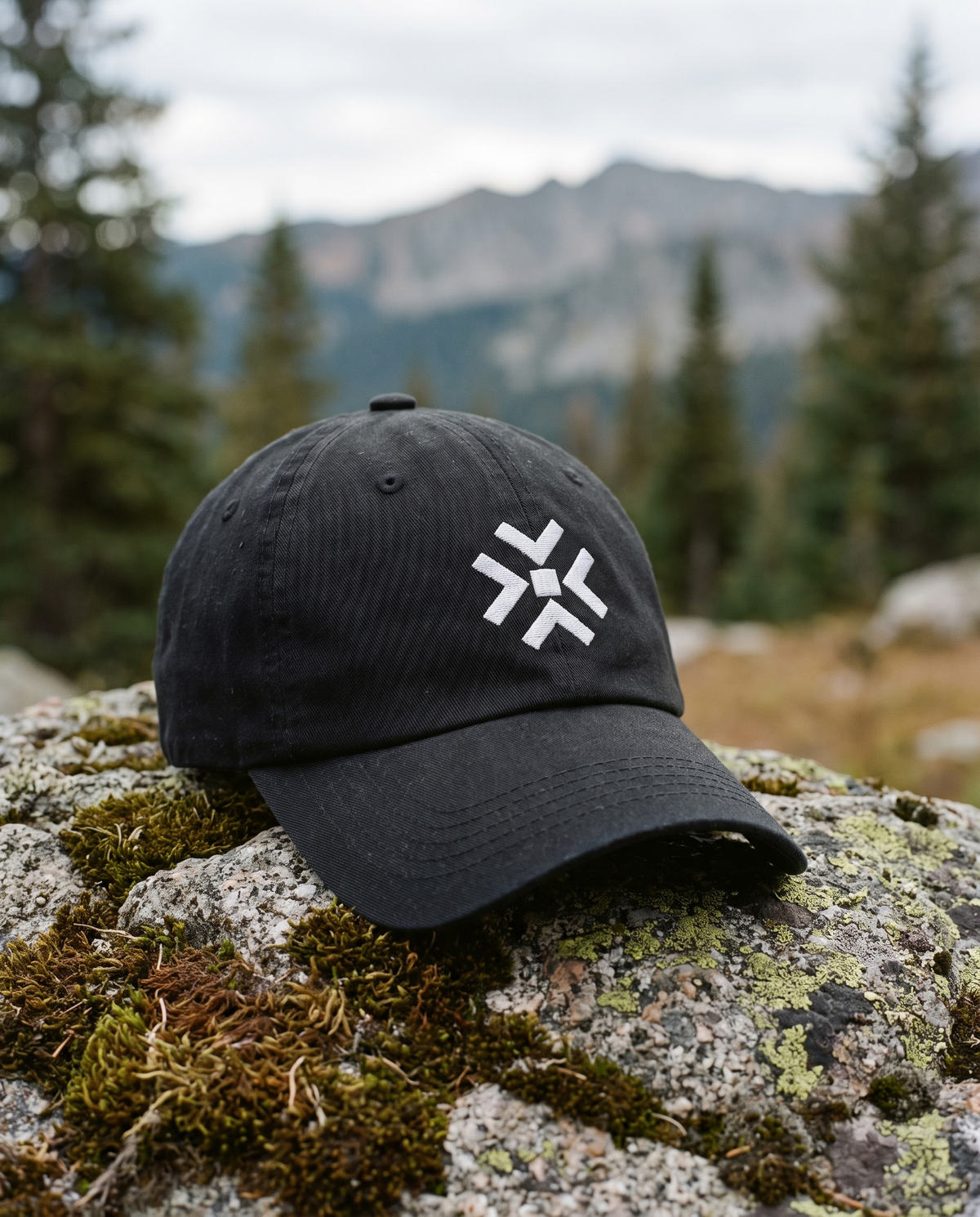 ENDEX dad cap on an alpine rock