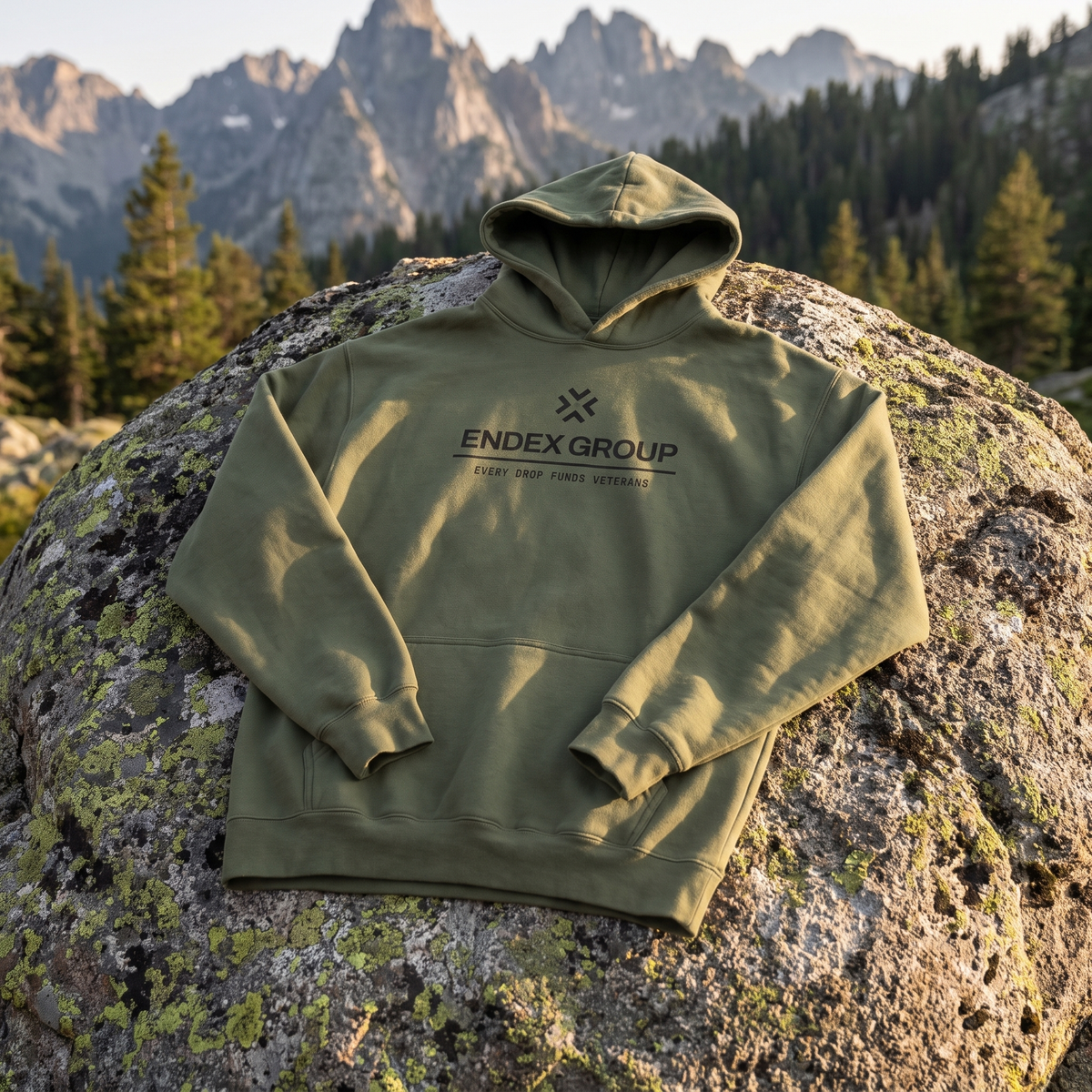 ENDEX Group Consolidate Hoodie in Cypress — lifestyle shot