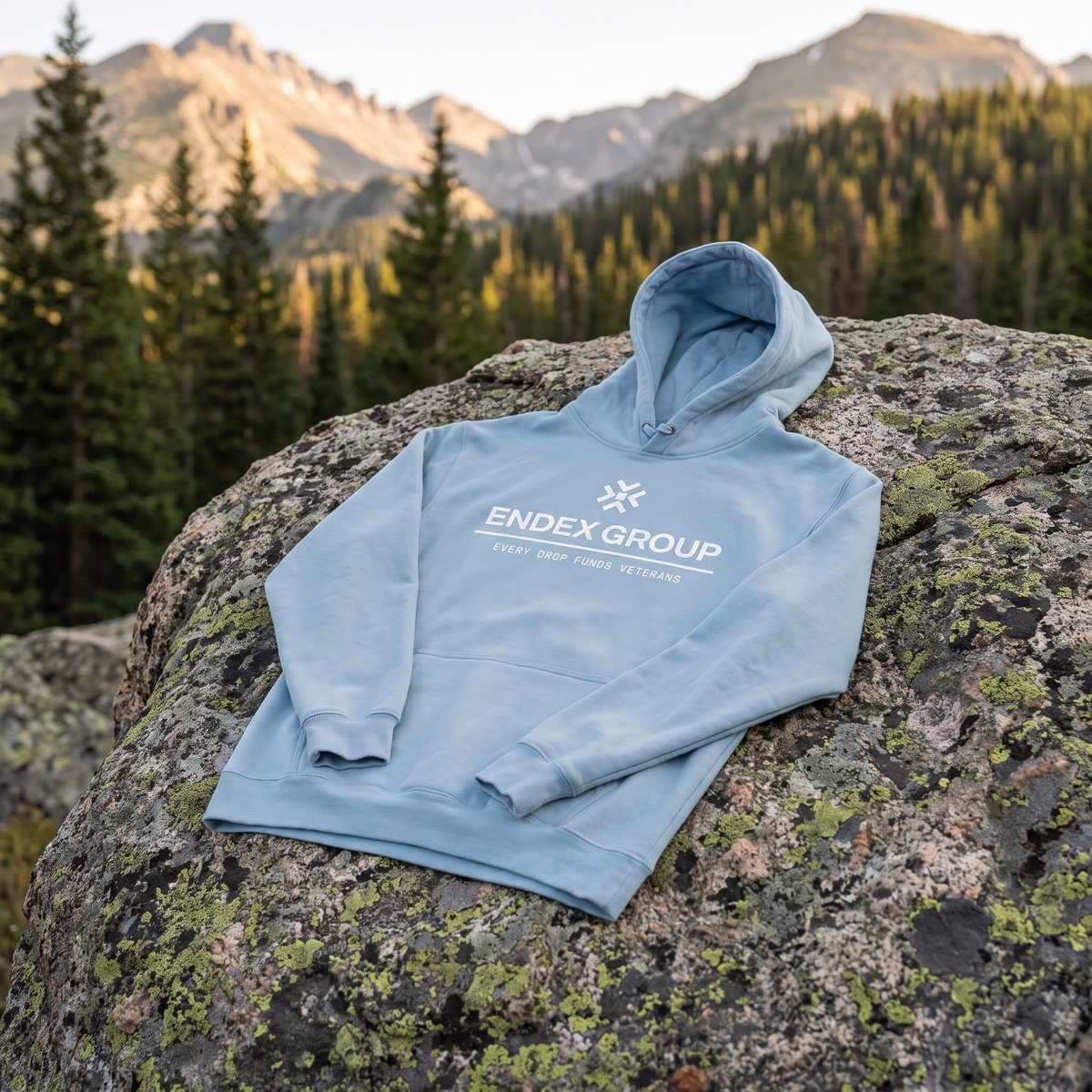 ENDEX Group The Everyday Hoodie in Carolina Blue — lifestyle shot