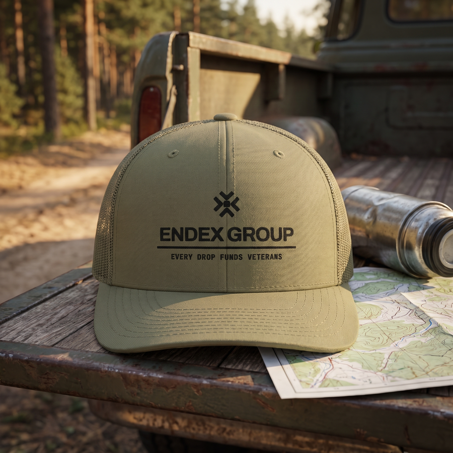 ENDEX Group Olive Trucker Cap — lifestyle shot
