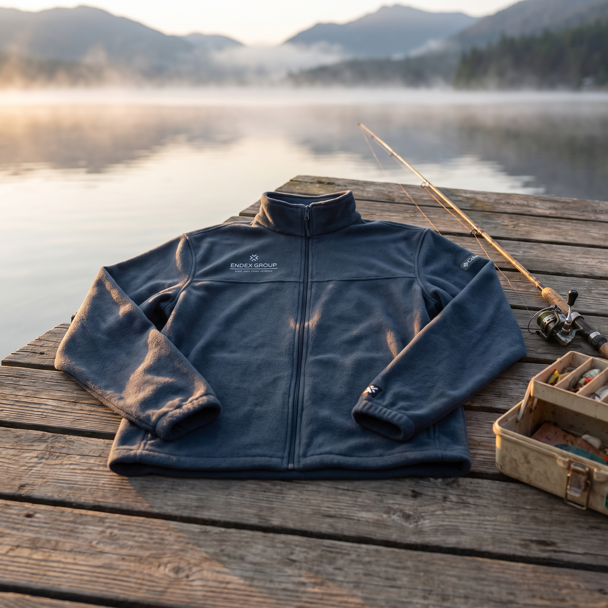 ENDEX Group Basecamp Fleece in Collegiate Navy — lifestyle shot