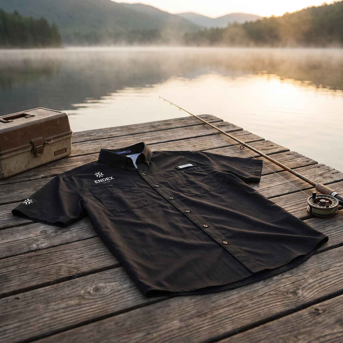 ENDEX Group Waterline Tee in Black — lifestyle shot