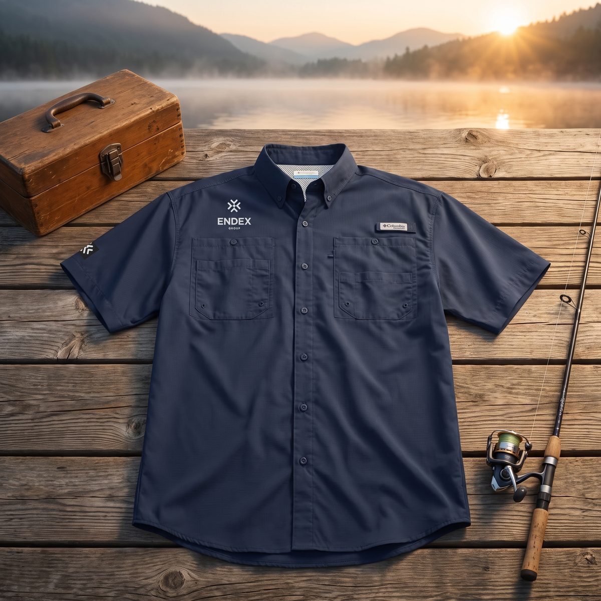 ENDEX Group Waterline Tee in Collegiate Navy — lifestyle shot