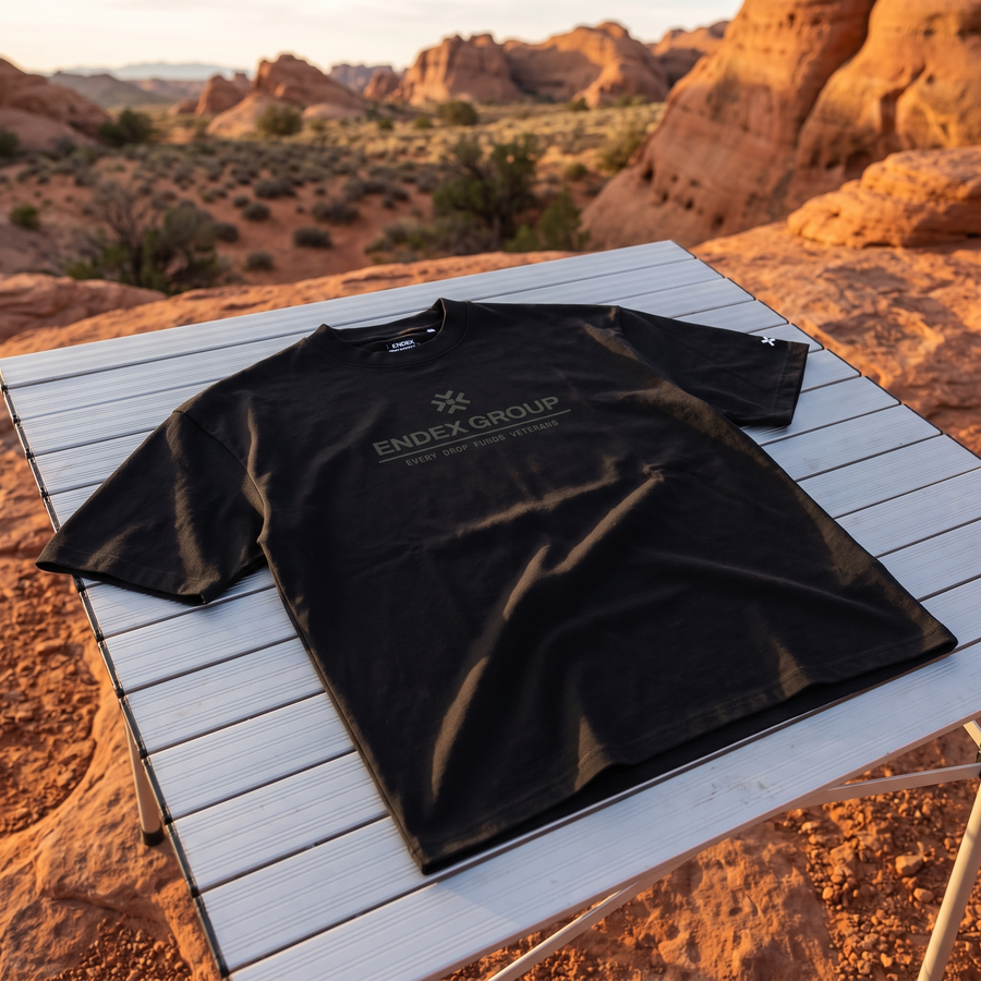 ENDEX Group Consolidate Tee — flat-lay lifestyle shot